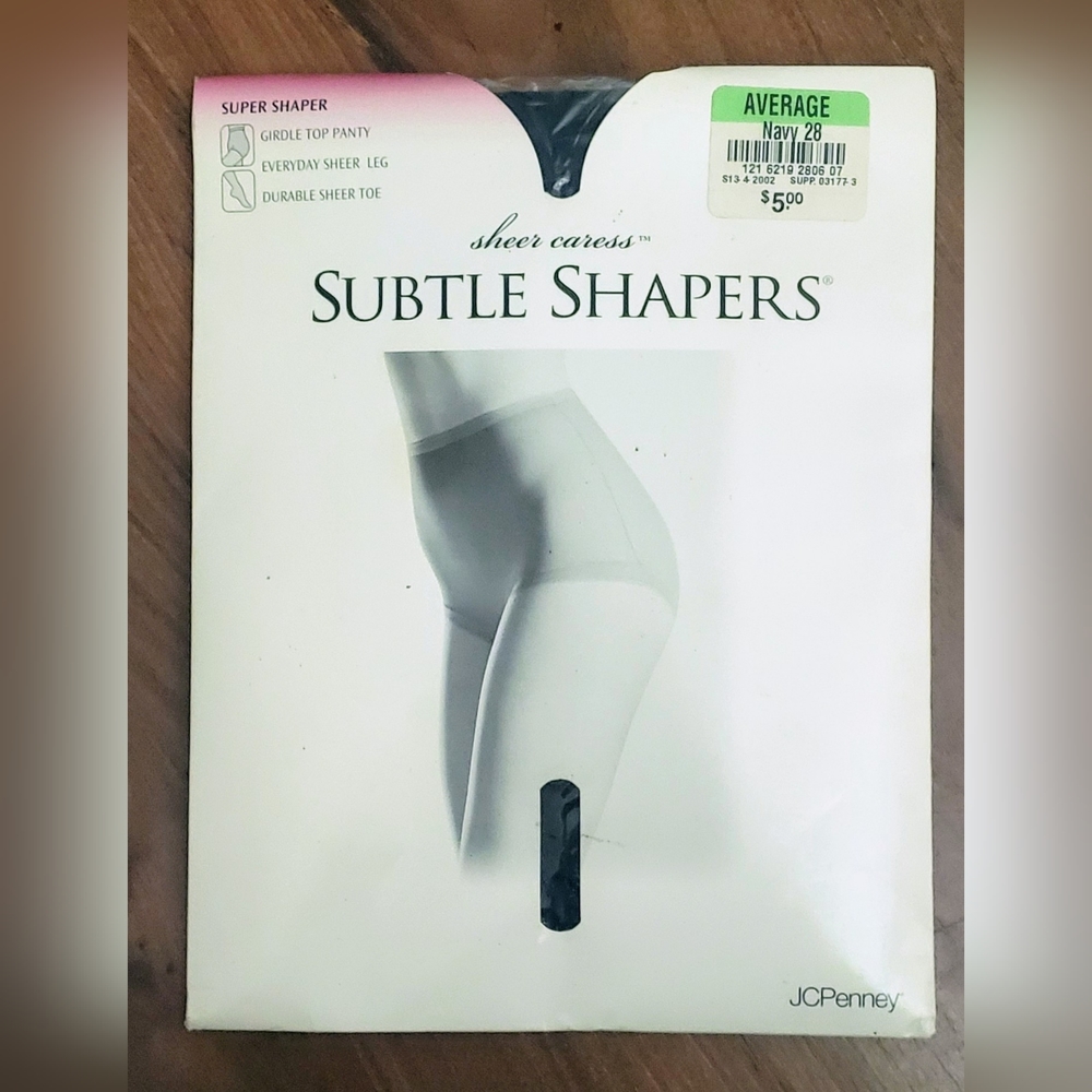 NWT Vintage Sheer Caress Subtle Shapers Nylons Navy 28 Size Average